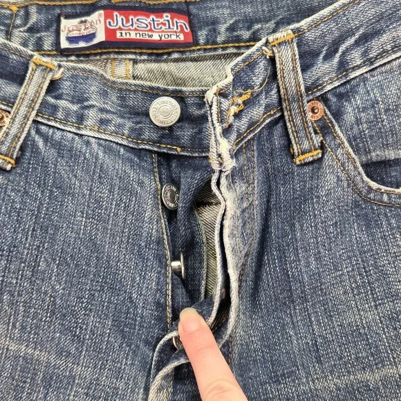 Japanese Selvedge Jeans Mens Whiskers Thrashed Justin Zip Fits 30x30 - Picture 10 of 15